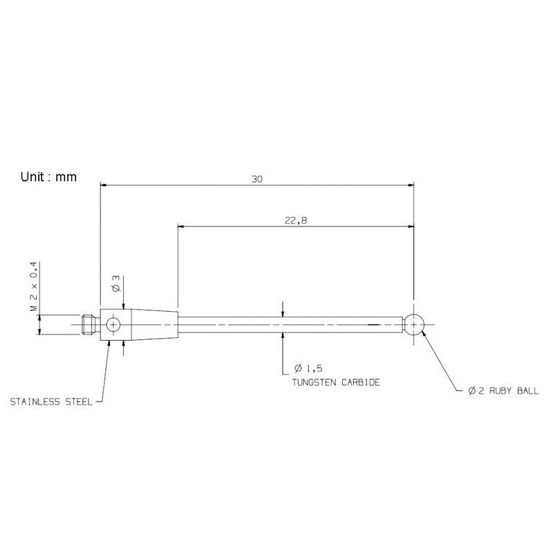 Измерительный контактный щуп A-5003-0036 M2 L30mm Ø2ММ