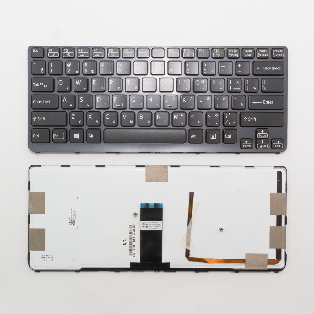 Клавиатура для ноутбука Sony SVE14A черная с рамкой, с подсветкой