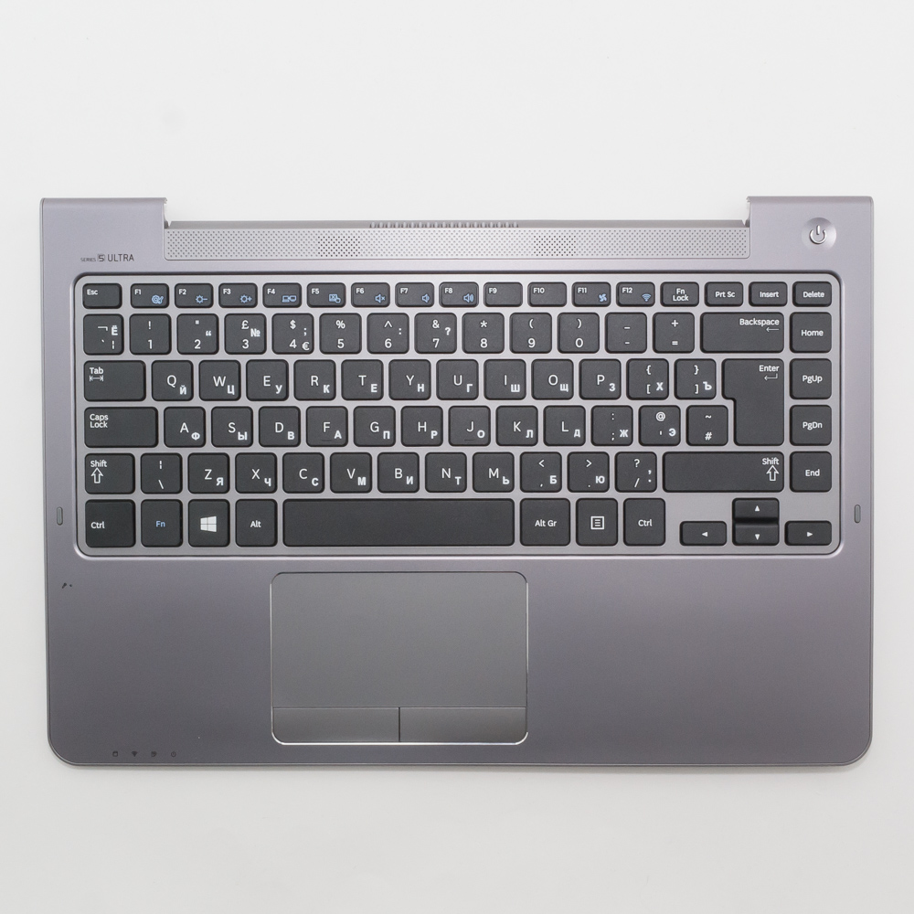 Клавиатура для ноутбука Samsung NP530U4C черная с серым топкейсом