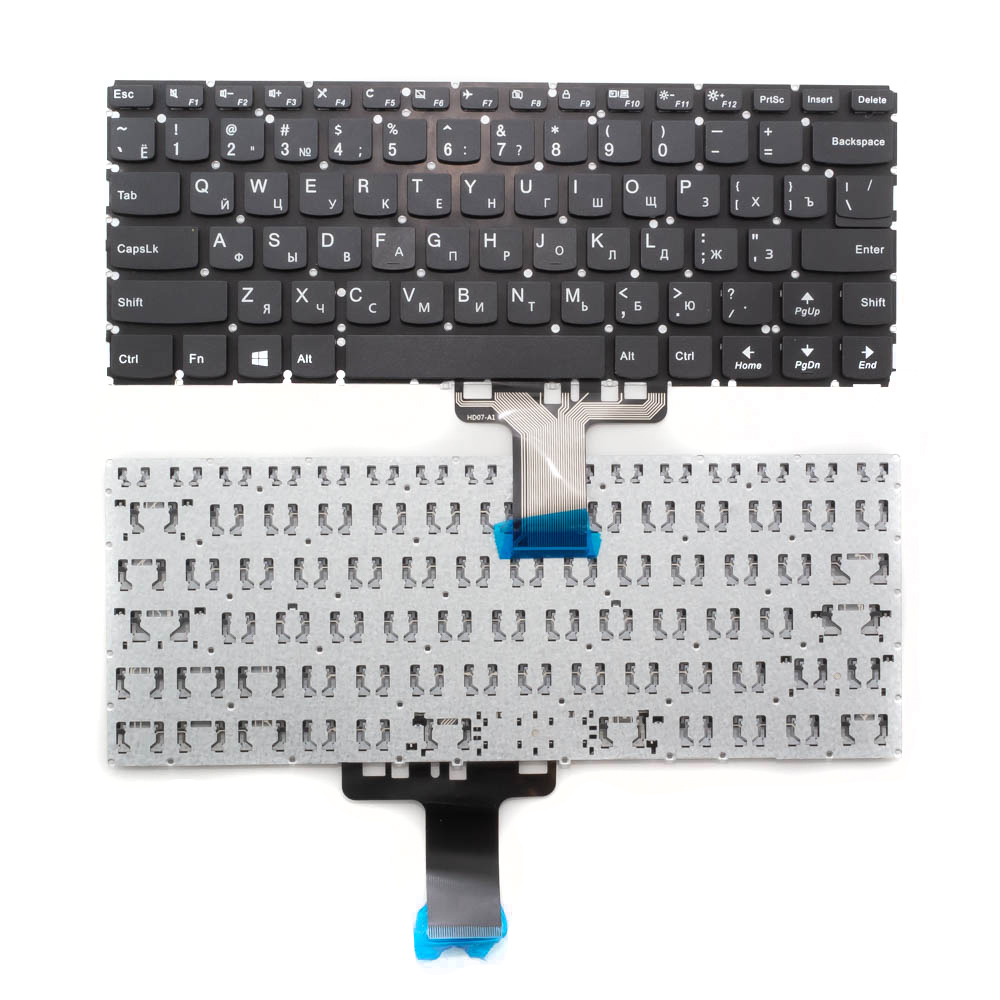 Клавиатура для ноутбука Lenovo Ideapad 510S-14IKB черная без рамки