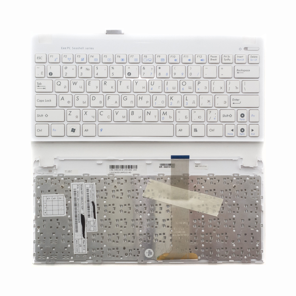 Клавиатура для ноутбука Asus Eee PC 1011CX с белым топкейсом (версия 1)