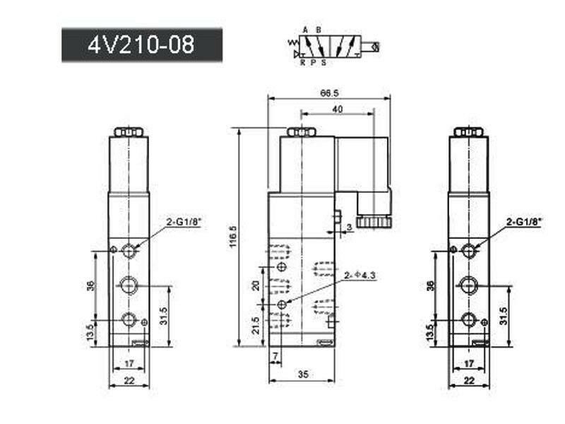 Пневмоцилиндр 4V210-08 220V